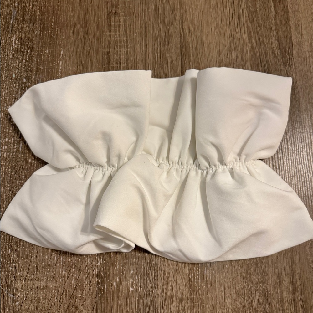 Zara White Voluminous Women's Bandeau Top